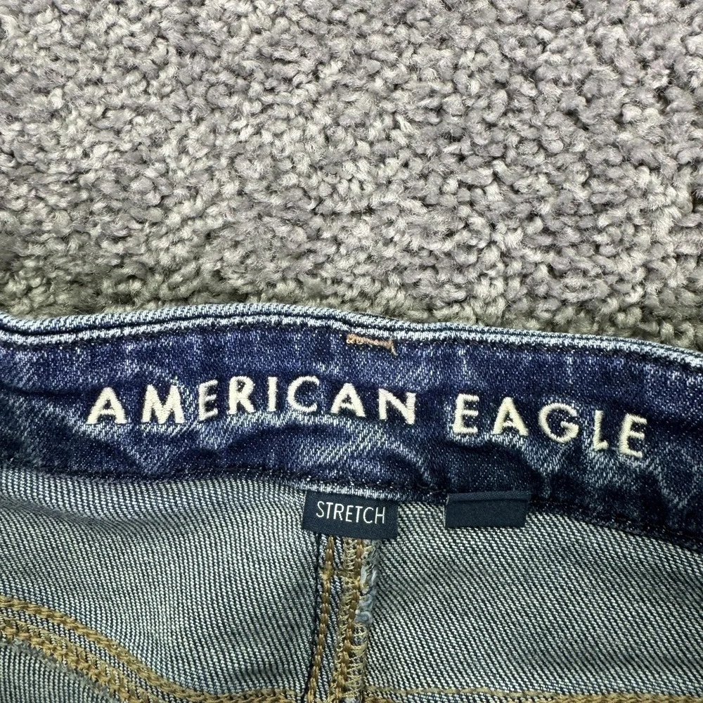 American Eagle Jeans Womens 0 Short Blue Curvy Straight Fringe Denim Casual